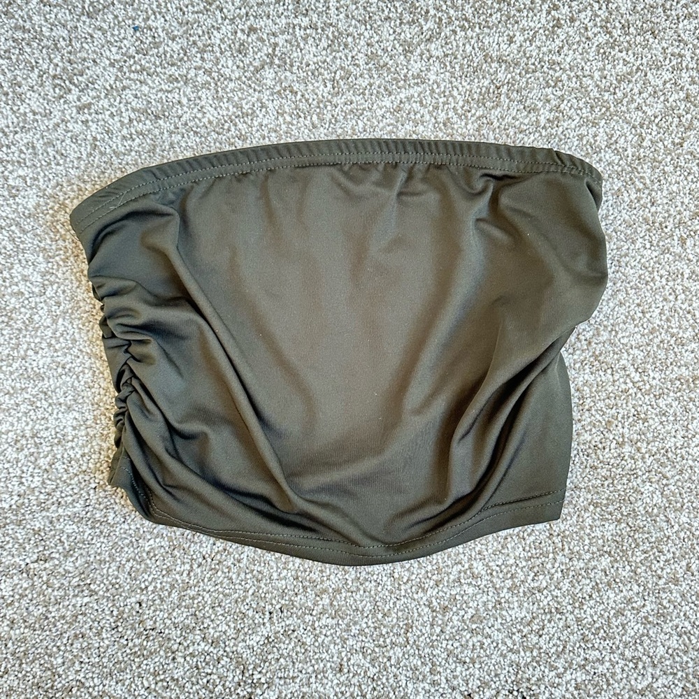 Olive Green Strapless Bandeau Top